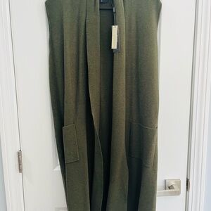 Olive Green Sleeveless Open Front Vest